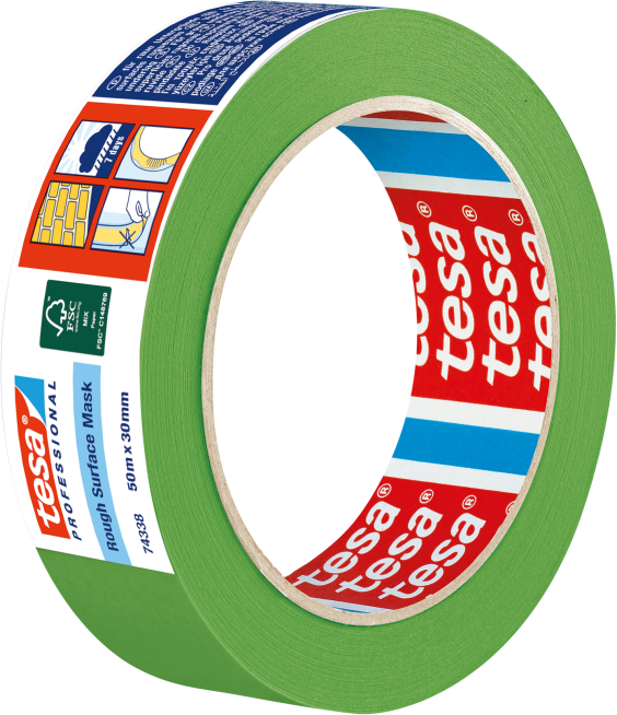 Tesa Abdeckband für raue Untergründe B= 30mm, L= 50m, 74338 - Kleben