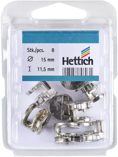 Hettich Exzenter-Verbinder Rastex vernickelt, D = 15 x 11.5mm, à 8 Stk - Diverse Möbelbeschläge und Zubehör