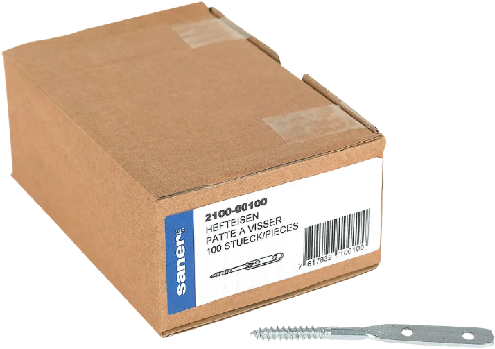 SANER Hefteisen, mit 2 Loch ø5mm 100x10x2mm, verzinkt - Holzverbinder