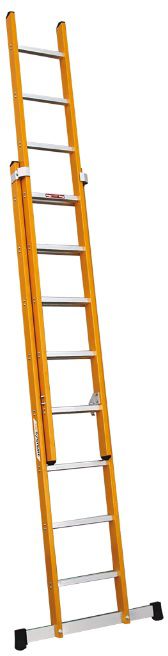 HB GFK Schiebeleiter, 2 tlg Typ 115, 2x14 Sprossen, L=4.15/7.51m - Garten