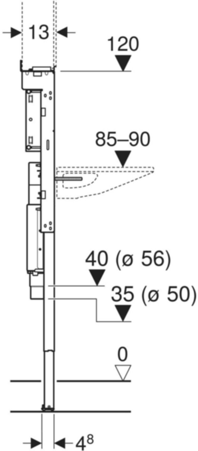 Element für ONE Waschtisch/Wandarmatur Raumhoch, Breite 125cm 111.084.00.2 - Geberit-Duofix