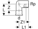 Übergangswinkel 90° m/IG 18mm-1/2" 34145 - Mapress-Gas-Formstücke