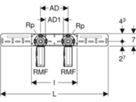 Dose 90° 1/2" 650.792.00.3 vormontiert 153mm, für MasterFix - Geberit FlowFit-Rohre/Formstücke