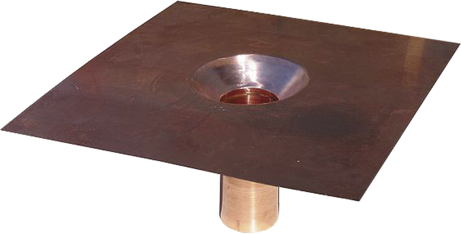 Dachwassereinlauf Konus Kupfer 90 mm Stutzenlänge 300 mm - Flachdacheinläufe/ Einfassungen