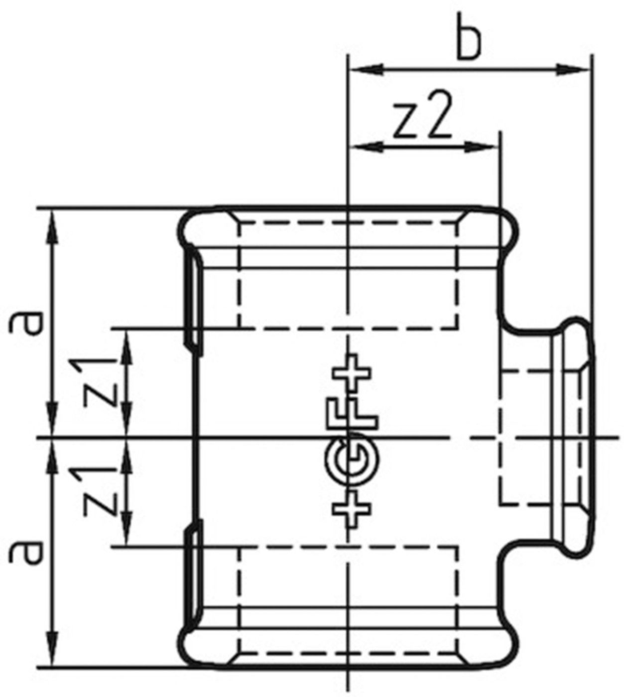 T-Stück red. 130 V 3/4"- 1/4"- 3/4" 770 130 222 - GF verz. Tempergussfittings