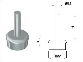 Steckkonsole zum Anschweissen ger Rk Pfos 42.4mm,TH80mm,geschl,1.4301 - INOXTECH-Handlauf-/Geländer-System