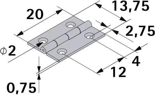 Hettich Scharnier vermessingt, 20 x 12 x 0.5mm, à 8 Stk - Diverse Möbelbeschläge und Zubehör