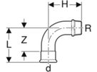 Übergangsbogen 90° m/AG 35mm- 5/4" 23509 - Mapress-Heizungs-Formstücke