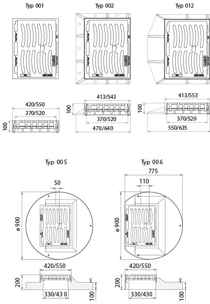 Fig. 2940 001 00 Guss C250 WIENERLI, flach - Einlaufroste von Roll
