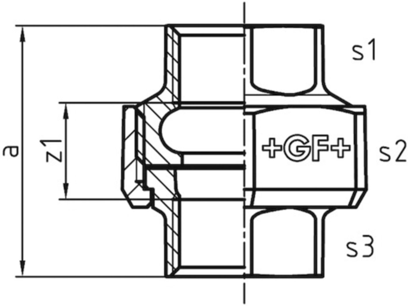 Verschraubung 330 V 2" flachd. 770 330 209 - GF verz. Tempergussfittings