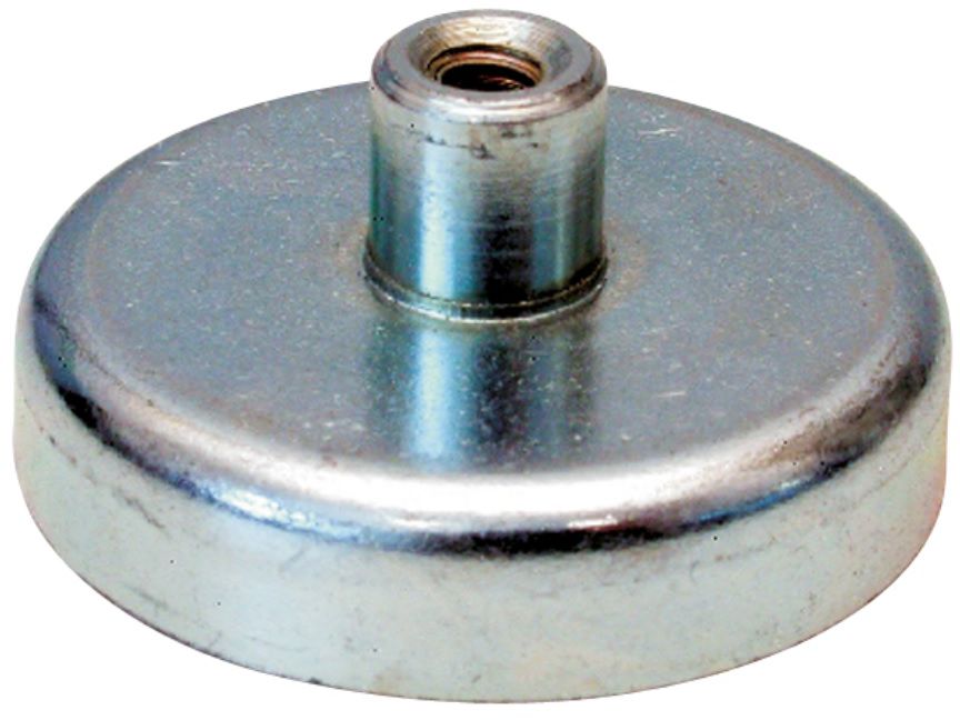 Flachtopfmagnet mit Gewinde M4, silber Ø 32mm, H= 15mm, Haftkraft 8kg - Heften, Schneiden