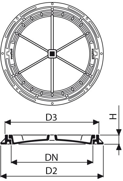 Fig. 2703 060 50 BeGu B125 "Kanalisation" Pickelloch - Schachtabdeckungen von Roll