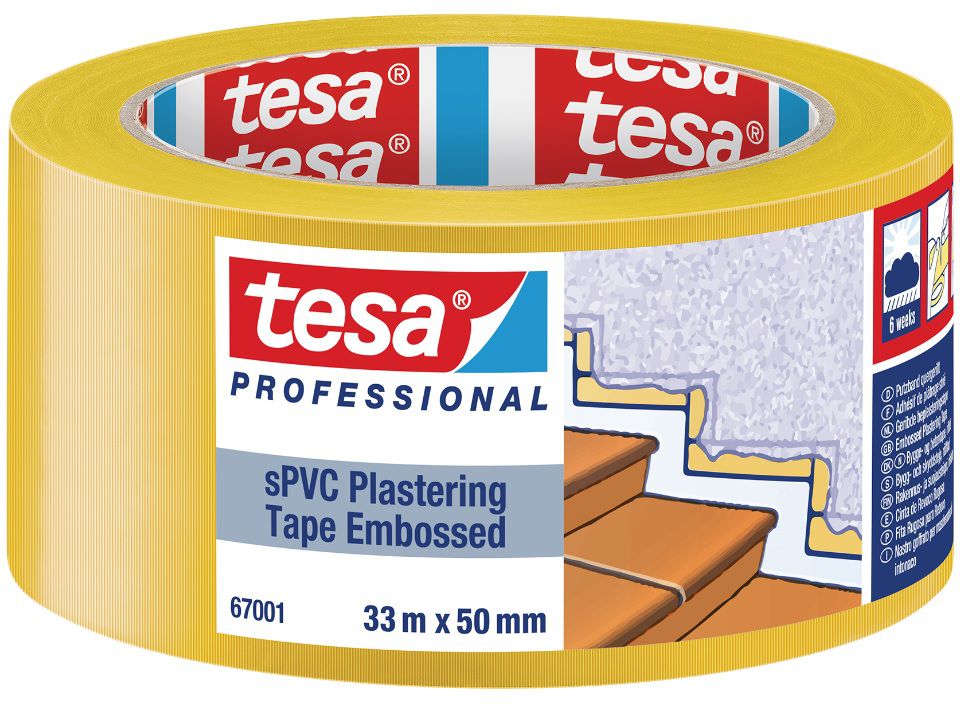 TESA Putzband gelb 33:50 quergerippt B= 50mm, L= 33m - Kleben