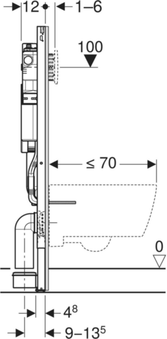 Wand-WC-Element Sigma Typ 120 111.075.00.2 mit Hygienespülung HS50, mit 1 Wasseranschl. - Geberit-Duofix