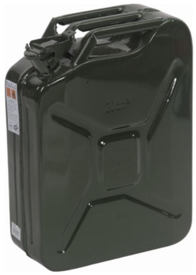 Benzinkanister, Armee-Modell 20L, Stahlblech, grün lackiert - Reinigung