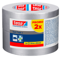 TESA Gewebeband Duct Tape + 2er Prompack, silber B=48mm, L=50m, 4619Pro - Kleben