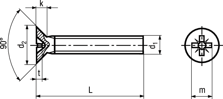 Senkschr Pozi St 4.8 vzb BN3333 DIN965A M4x25 - Bossard Schrauben