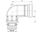 Winkel 90° mit ZAK-Anschluss  6452 ZAK-ZAK - Hawle Steckfittinge