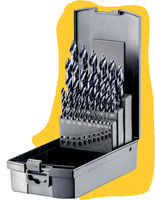 FORTEC Spiralbohrer Satz DIN 338, 25-tlg. Ø1.0-13.0 x 0.5mm, HSSE-Co5, mit TiAlN-Stufenspitz - Bohren