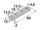 Hettich Verbindungsblech verzinkt, 15 x 60mm, Stärke 2mm - Diverse Möbelbeschläge und Zubehör