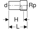 Übergang mit IG 15 x 1/2" 40932 mit Steckende - Mapress Therm Formstücke