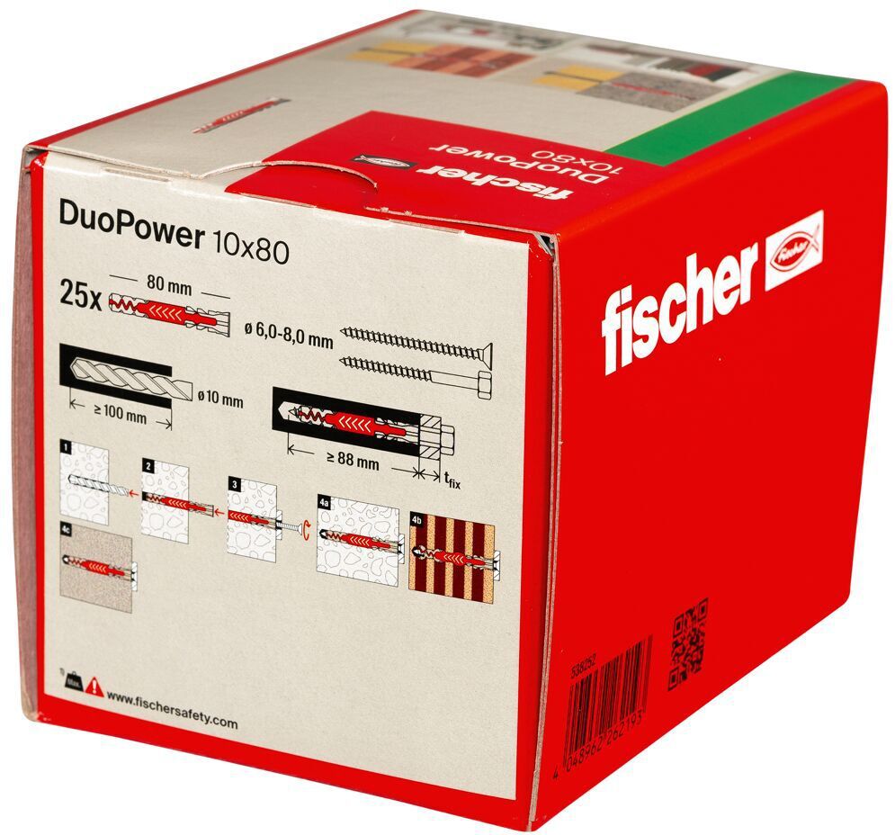 FISCHER Universaldübel Duopower Ø10mm , L=80mm , grau/rot - Fischer Befestigung