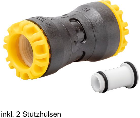 Muffe G-Plass d 63mm   1501 mit 2 Stützhülsen - Plasson-Steckfittinge