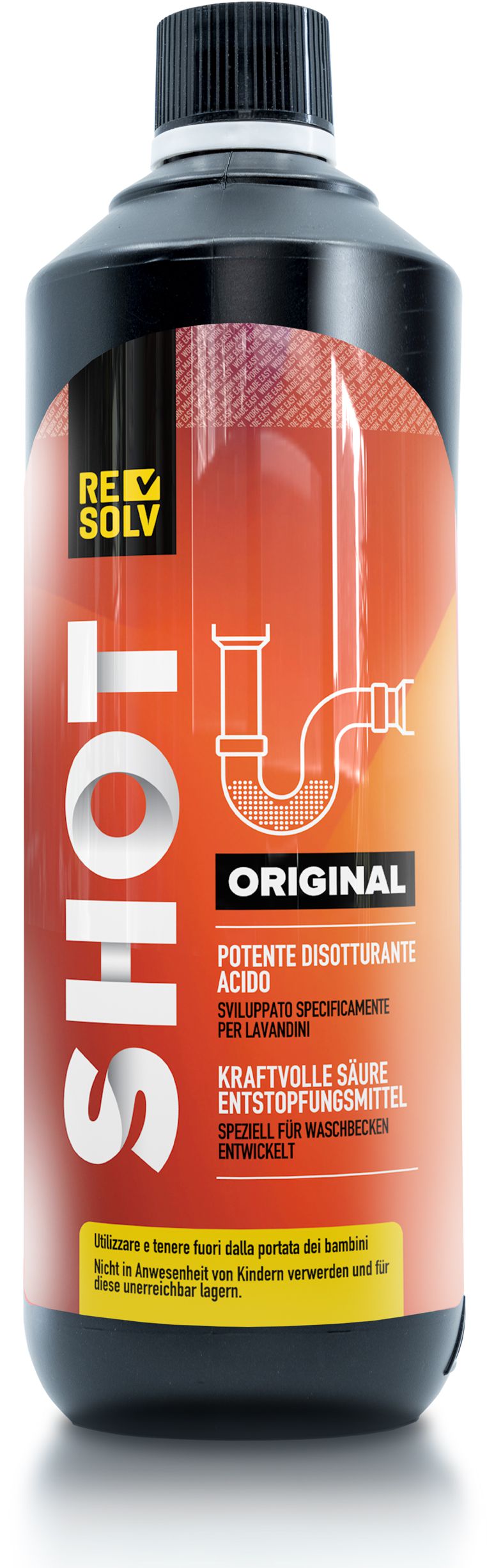 SHOT Original Abflussentstopfer Flasche à 1000ml, für Küche, Bad und WC - Reinigung