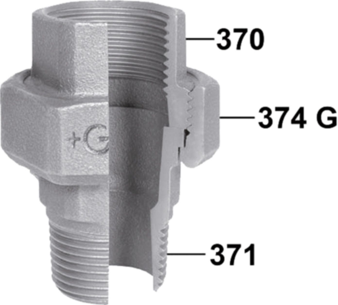 Verschraubung 331 V 3/8" flachd. 770 331 203 - GF verz. Tempergussfittings