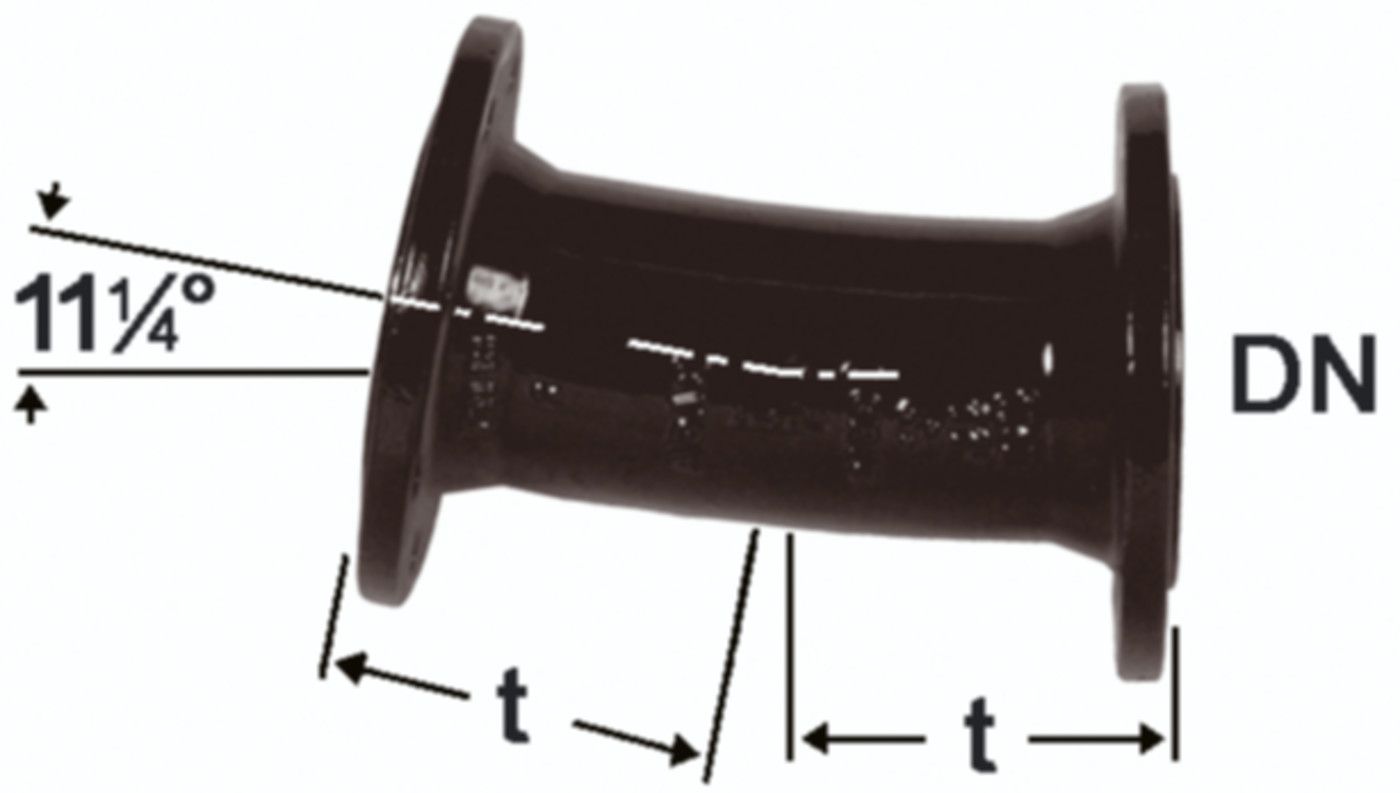 Flanschenbogen 11° PN 10/16 Fig. 2036 DN 150 - Von Roll Flanschenformstücke