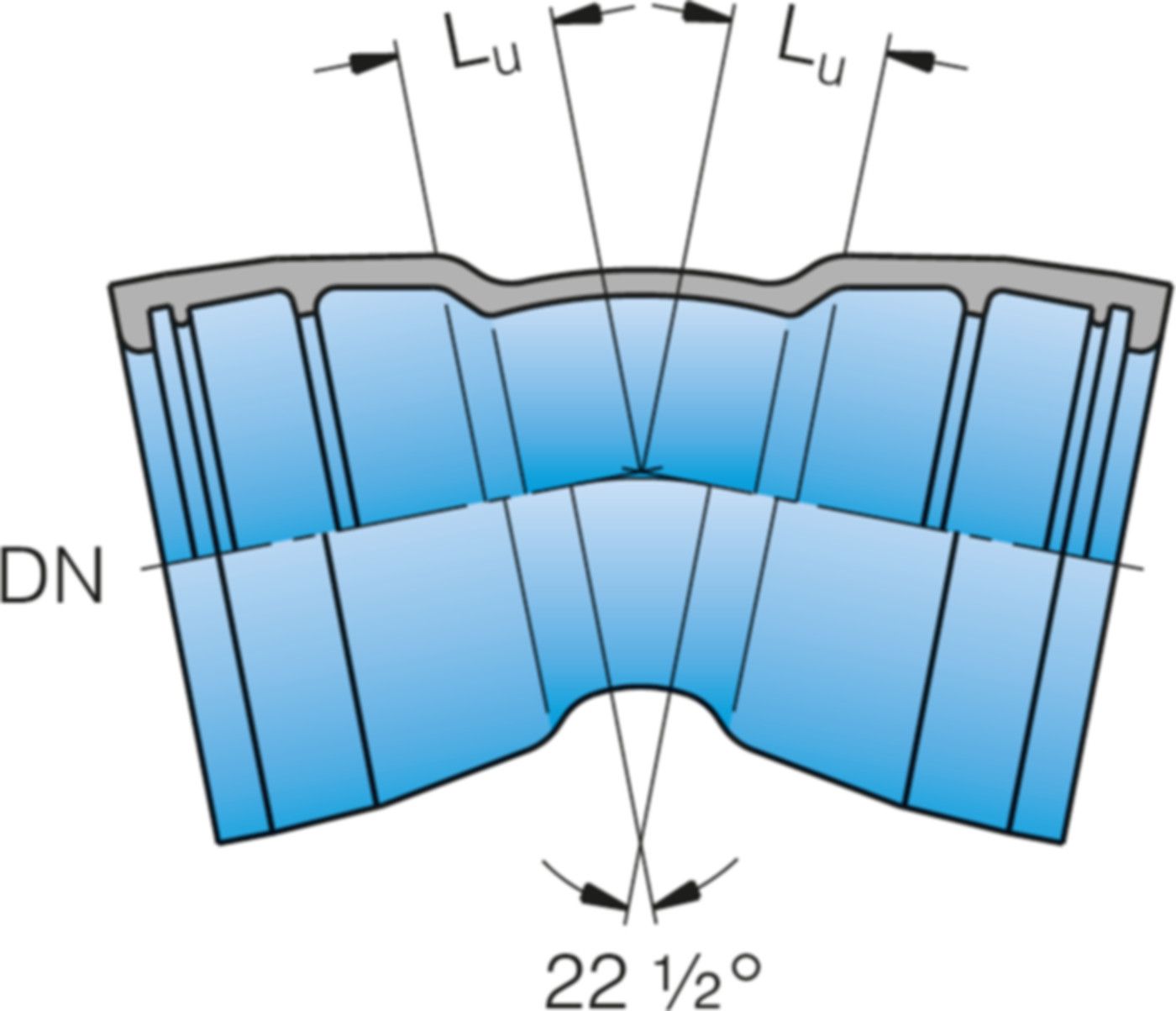 Muffe-Muffe-Bogen MMK 22° DN 300 - Frischhut Steckmuffenformstücke