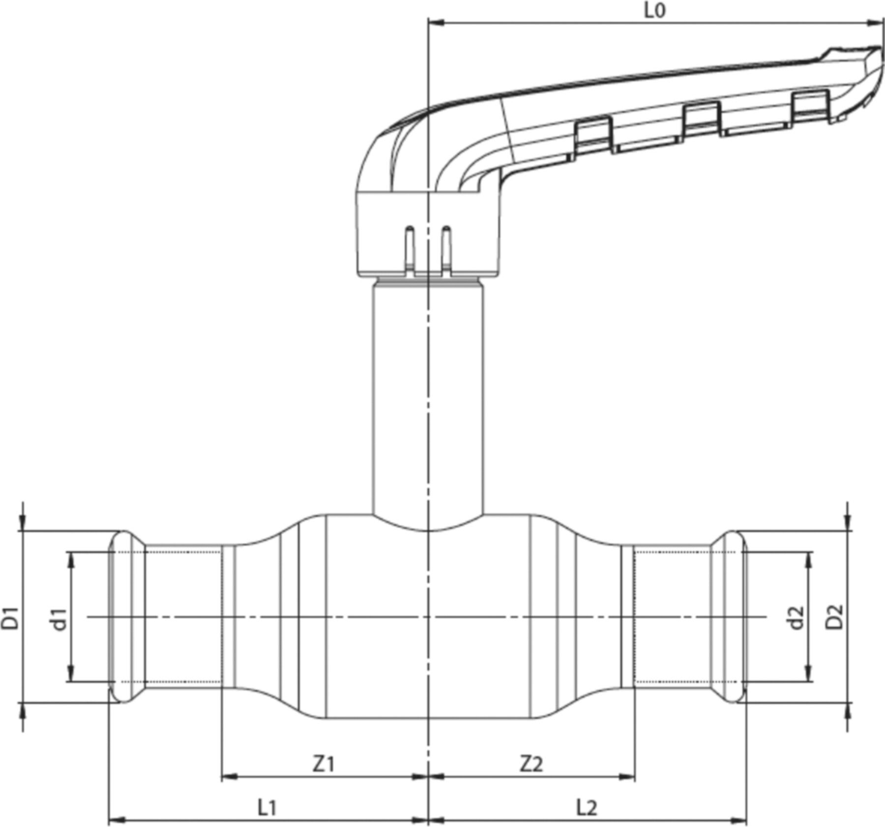 Press-Kugelhahnen lange Spindel Fullflow BF201011 DN 32 / 35mm - Ballofix/Broen-Armaturen