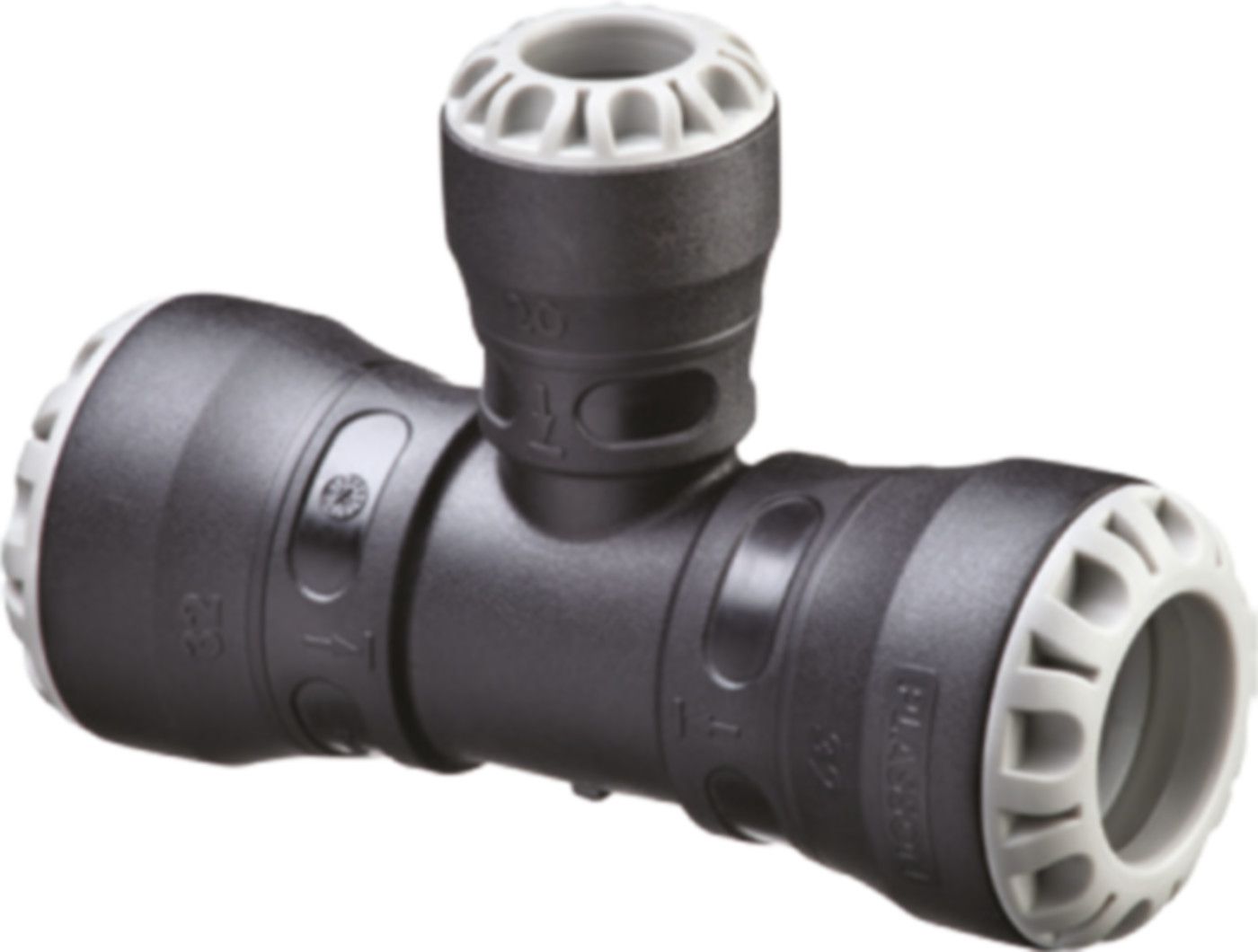 Steckmuffen-Tee reduziert 1034 d 25/20mm - Plasson-Steckfittinge