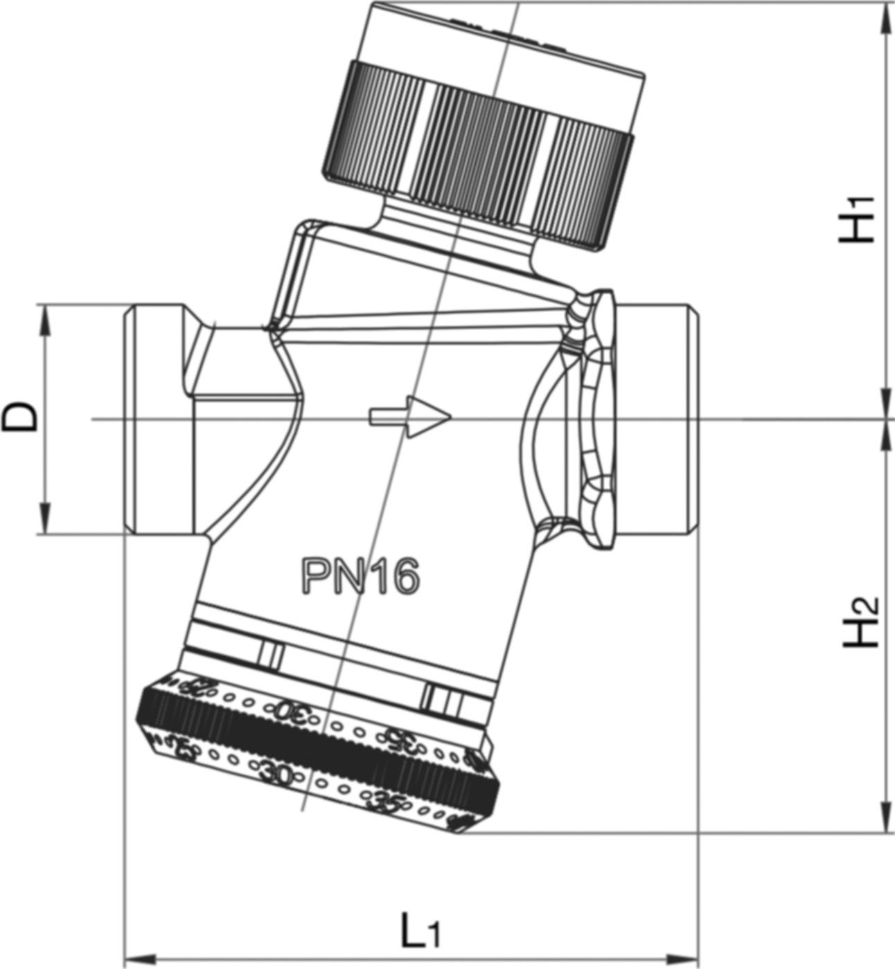Regulierventil Cocon QTZ m/Messventil PN 16 1/2" AG 30- 210 l/h 114 60 63 - Oventrop Strangregulierventile
