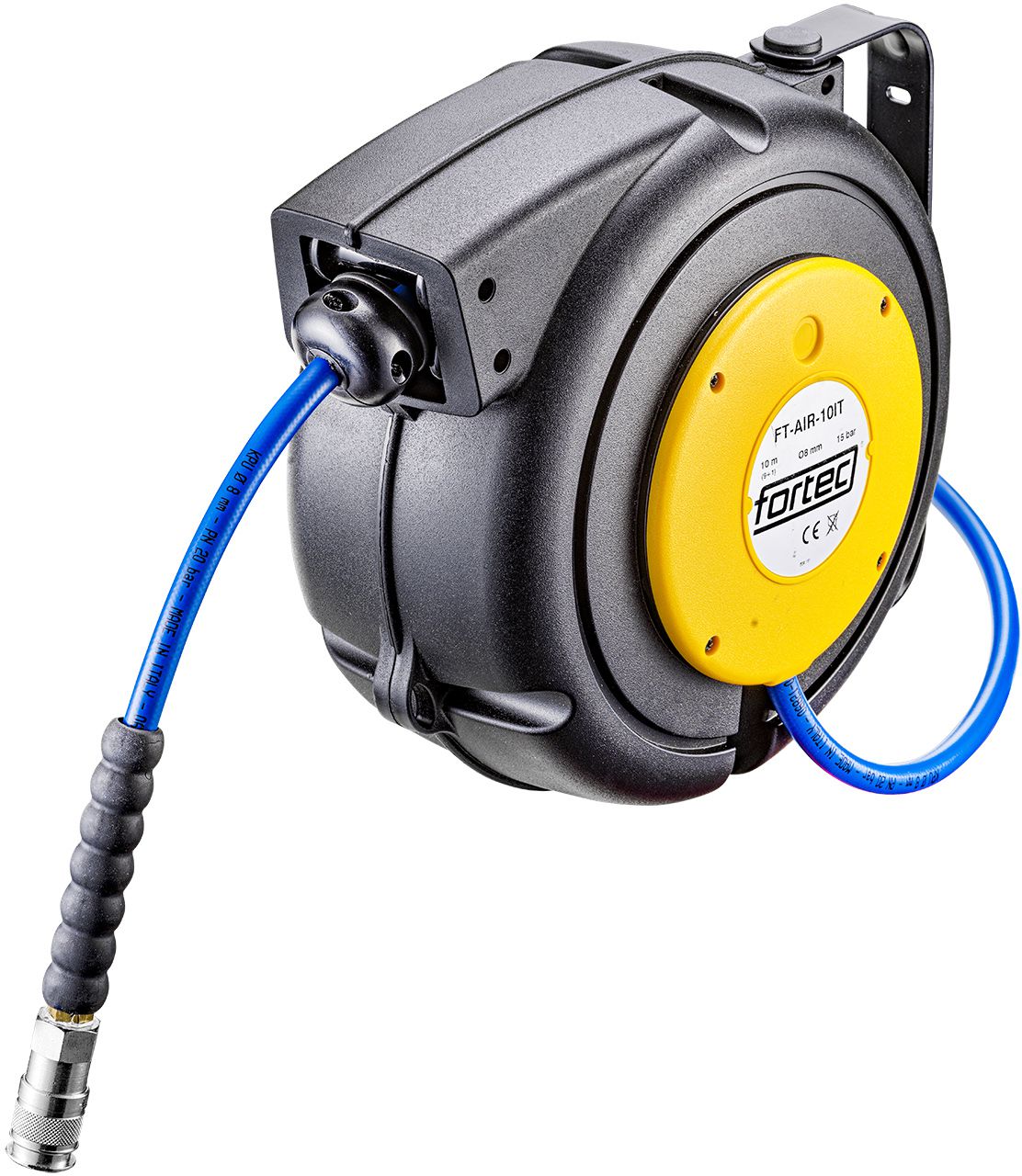 FORTEC Schlauchaufroller, 10m 15 Bar, Anschlusskabel 2,5m - Druckluft, Zubehör