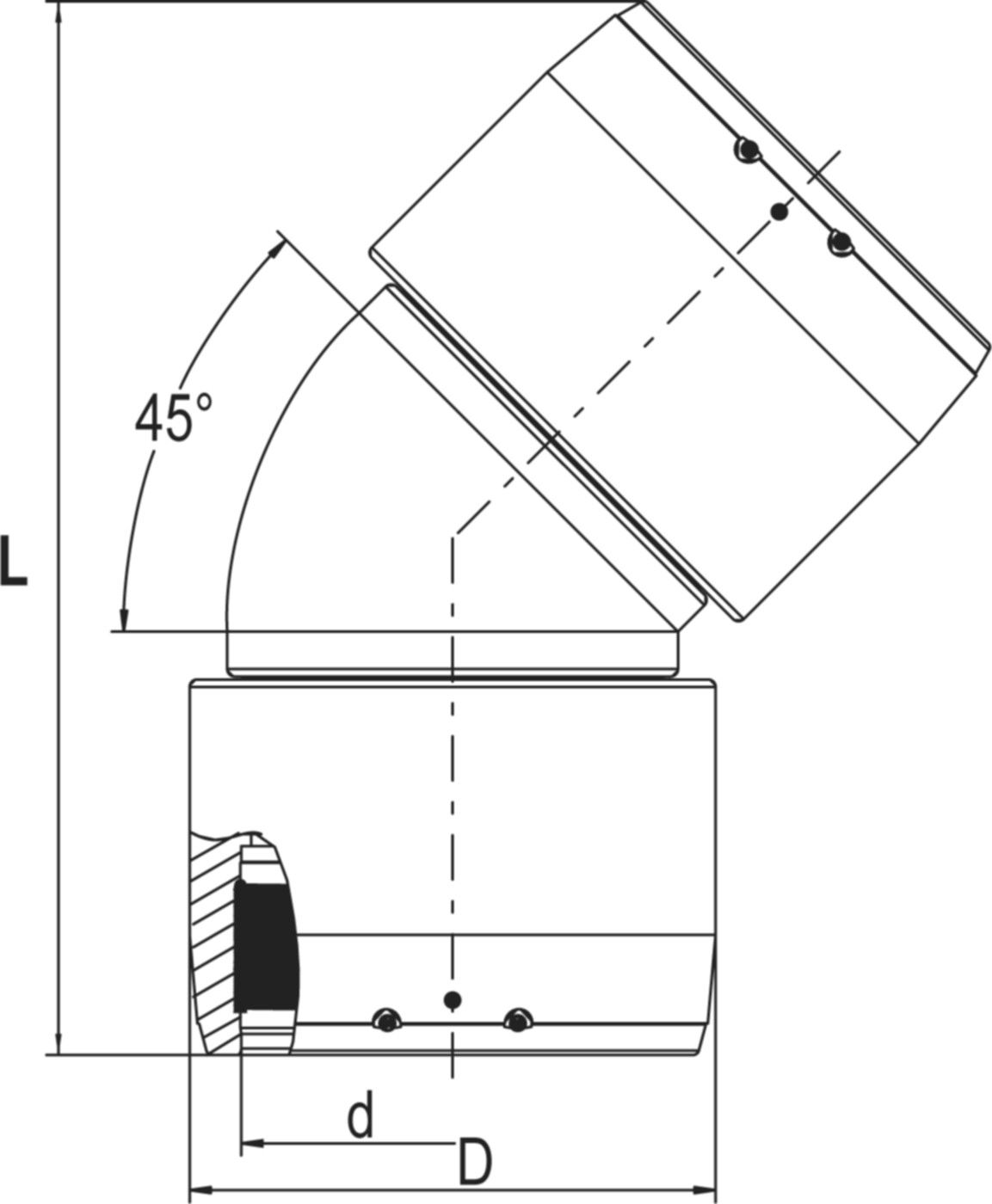 Winkel 45° XL d 250mm 616 404 - Frialen Elektroschweissfittinge