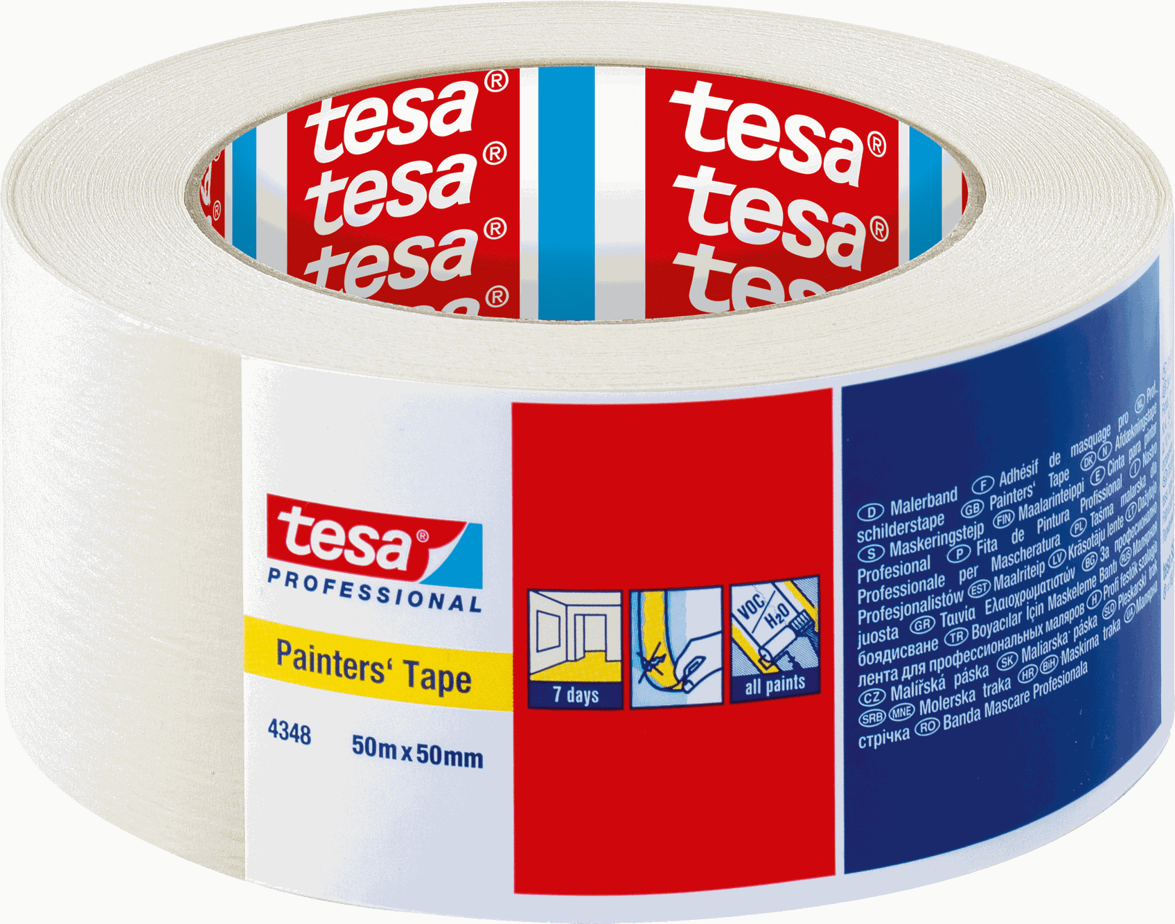 Tesakrepp Abdeckband, hellbeige, Profi B= 50mm, L= 50m, 4348 - Kleben