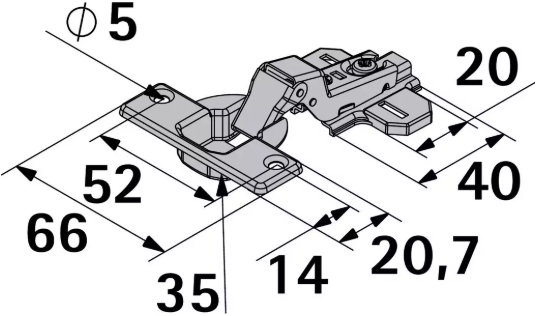 Hettich Topfscharnier SlideOn Mitteliegend, Stahl vernickelt, Bohrloch-Ø 35 mm - Diverse Möbelbeschläge und Zubehör