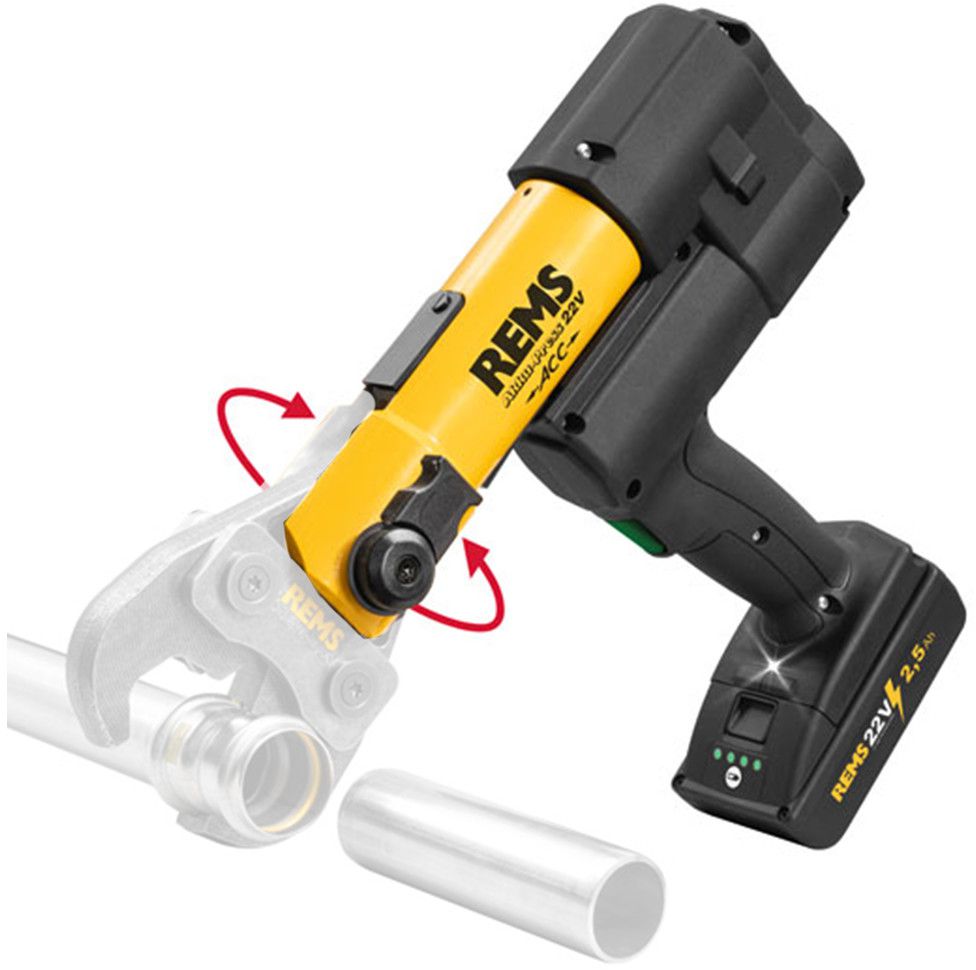 REMS Akku-Press 22 V ACC Basic-Pack, L-Boxx 22V, 1 x  2.5Ah, bis Ø 110mm, drehbar, 576011 R220 - Sanitärwerkzeuge