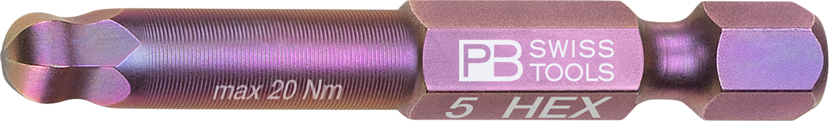 PB Innensechskant-Bit, GR. 5 E 6,3 (1/4"), mit Kugelkopf, Winkel bis 22° - Steck- und Drehmomentschlüssel