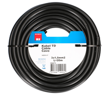Kabel TD, 20m 3x1.5 mm², schwarz - Elektrozubehör