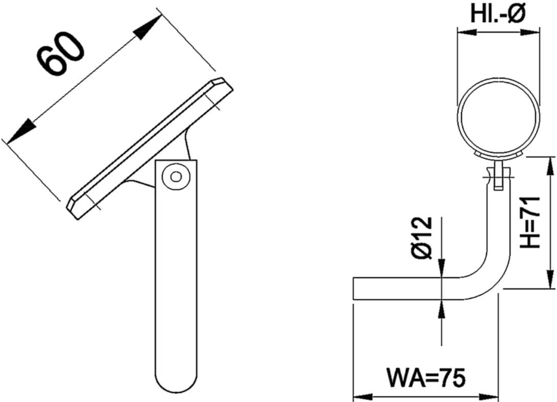 Wandkonsole ohne Wandplatte beweglich HI. 48.3 mm geschliffen 1.4301 - INOXTECH-Handlauf-/Geländer-System