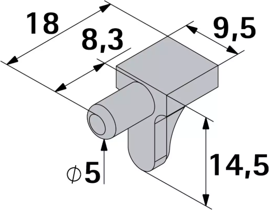 Hettich Tablarträger Kunststoff weiss, mit Zapfen D = 5mm, à 20 Stk - Diverse Möbelbeschläge und Zubehör