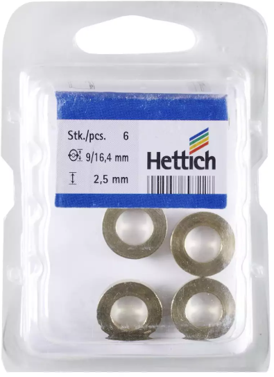 Hettich Distanzring Messing gebürstet, 16.4 x 9 x 2.5mm, à 6 Stk - Diverse Möbelbeschläge und Zubehör