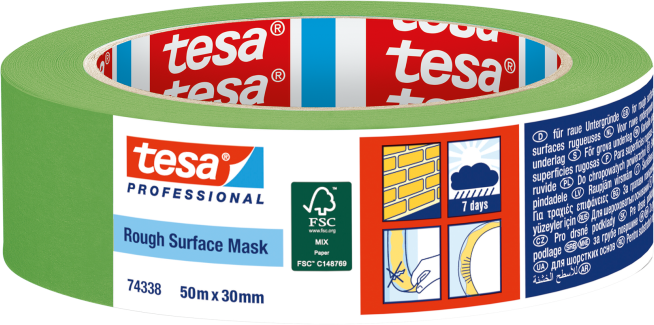 Tesa Abdeckband für raue Untergründe B= 30mm, L= 50m, 74338 - Kleben