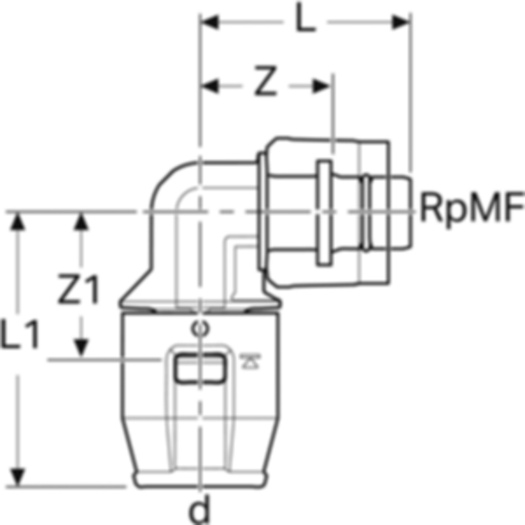 Übergangswinkel 90° 1/2"-20mm 651.502.00.1 mit MasterFix - Geberit-Push Fit-Formstücke