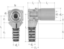 Dose 90° mit Verlängerung 5400.070 1/2"-12 - JRG Sanipex-Rohre und Formstücke