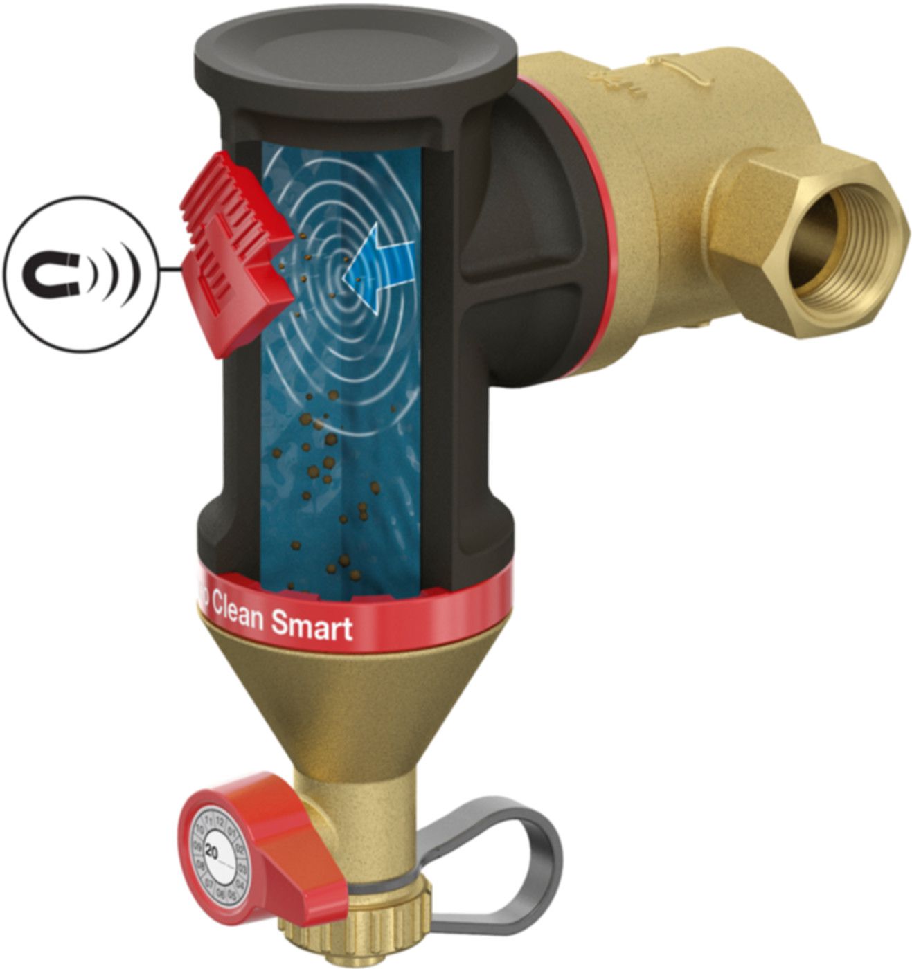Flamco Clean Smart Schl-Abscheider 11/2" 30035 m/drehbaren Anschlüsse und EPP Isolation - Flamco Luft- und Schlammabscheider
