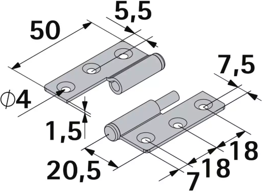 Hettich Möbelband Rechts, vernickelt, 50 x 40mm, à 2 Stk - Diverse Möbelbeschläge und Zubehör