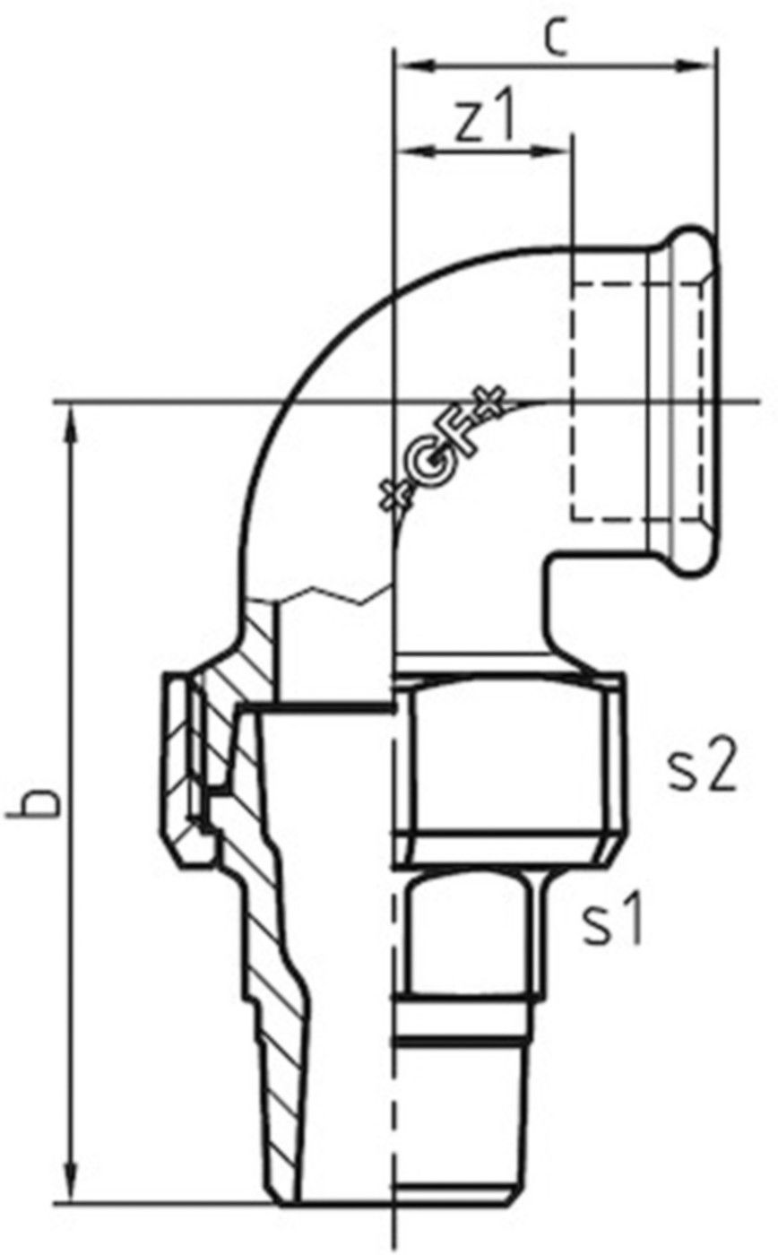 Winkelverschr. 98 S 11/2" m/Kegeld. 770 098 108 - GF schw. Tempergussfittings